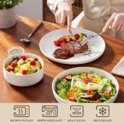 16-Piece White And Khaki Stoneware Dinnerware Set Service For 4 Bowls And Plates Dining Set Tableware -Vancasso Shop white and khaki vancasso dinnerware sets tara h16 fa 1000