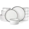 18-Piece White Black Rim Porcelain Dinnerware Set Service For 6 Tableware With Dinner Plates Dessert Plates And Bowls -Vancasso Shop white black rim vancasso dinnerware sets leah 18 bt 64 1000