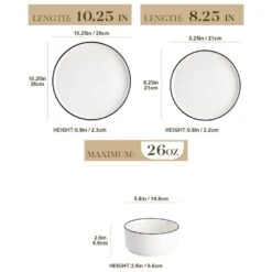 18-Piece White Black Rim Porcelain Dinnerware Set Service For 6 Tableware With Dinner Plates Dessert Plates And Bowls 18 18-Piece White Black Rim Porcelain Dinnerware Set Service For 6 Tableware With Dinner Plates Dessert Plates And Bowls -Vancasso Shop white black rim vancasso dinnerware sets leah 18 bt c3 1000