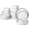 24-Piece White Color Black Rim Porcelain Dinnerware Set Service For 6 Tableware Bowls And Plates Dinner Set 1 24-Piece White Color Black Rim Porcelain Dinnerware Set Service For 6 Tableware Bowls And Plates Dinner Set -Vancasso Shop white black rim vancasso dinnerware sets leah 24 bt 64 1000