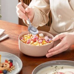 16-Piece Multicolored Stoneware Dinnerware Set Service For 4 Bowls And Plates Dining Set Tableware -Vancasso Shop white dark gray light gray pink vancasso dinnerware sets tara h16 m a0 1000