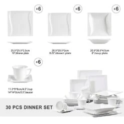 Carina 30-Piece Casual Ivory White Porcelain Dinnerware Set (Service For 6) -Vancasso Shop white vancasso dinnerware sets carina 30 66 1000
