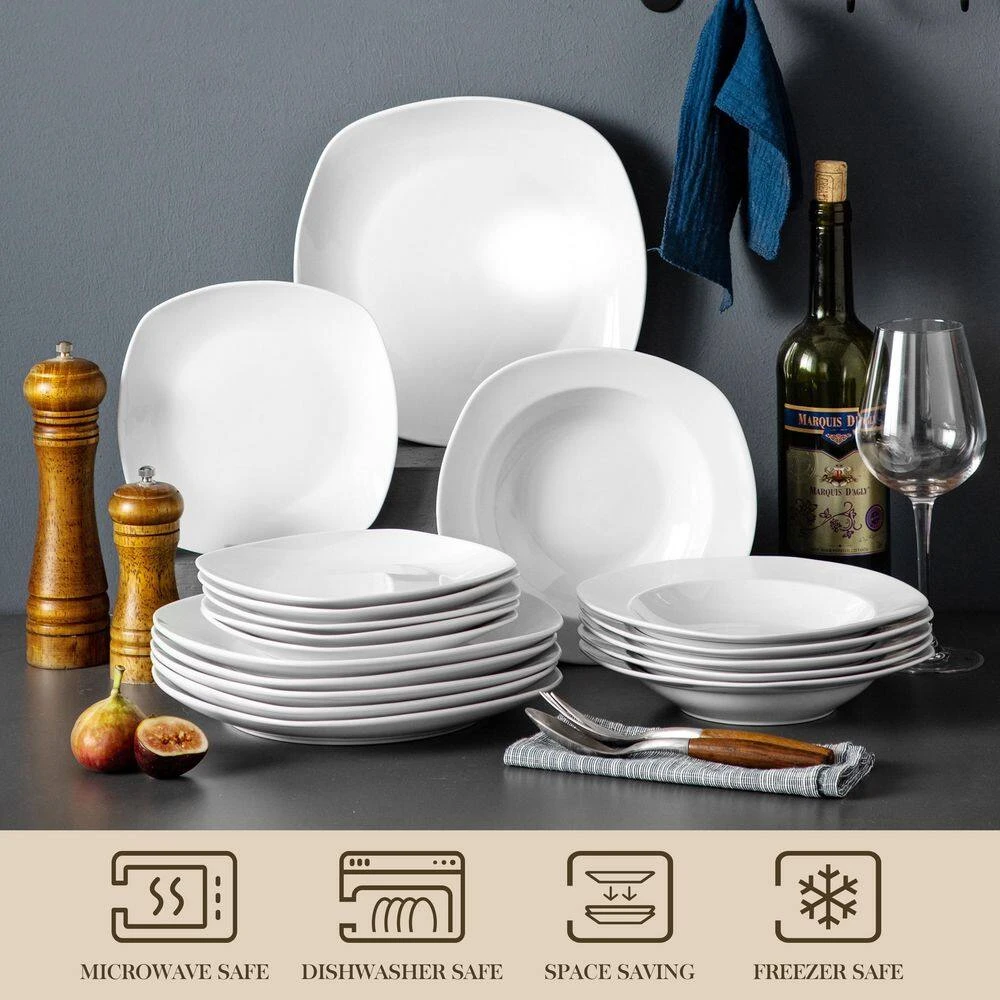 Elisa 18-Piece White Porcelain Dinnerware Set (Service For 6) 8 Elisa 18-Piece White Porcelain Dinnerware Set (Service For 6) - Image 6