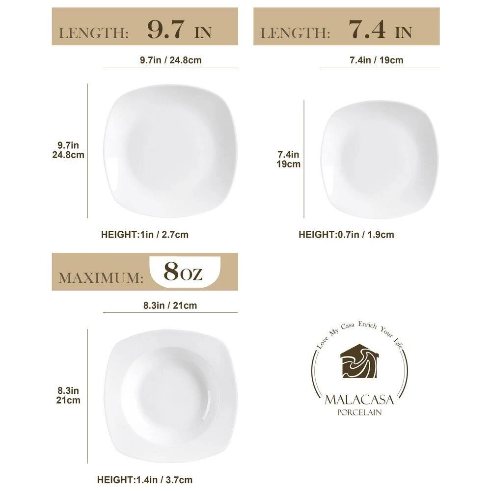 Elisa 18-Piece White Porcelain Dinnerware Set (Service For 6) 6 Elisa 18-Piece White Porcelain Dinnerware Set (Service For 6) - Image 4
