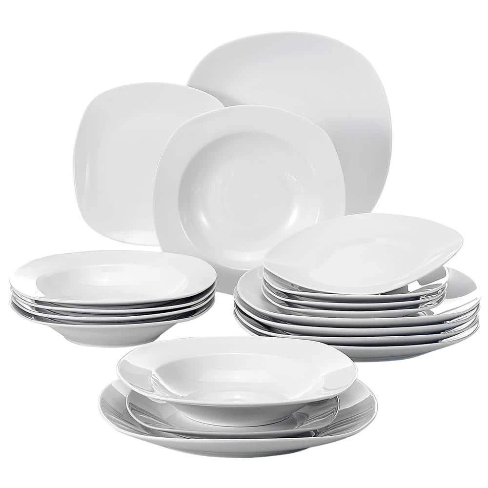 Elisa 18-Piece White Porcelain Dinnerware Set (Service For 6) 3 Elisa 18-Piece White Porcelain Dinnerware Set (Service For 6)