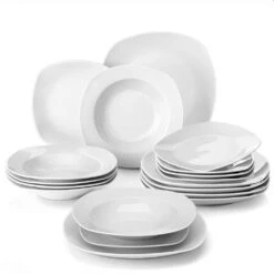 Elisa 18-Piece White Porcelain Dinnerware Set (Service For 6) 12 Elisa 18-Piece White Porcelain Dinnerware Set (Service For 6) -Vancasso Shop white vancasso dinnerware sets elisa 18 c3 1000