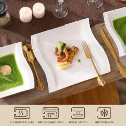 Flora 18-Piece Porcelain Dinnerware Set (Service For 6) -Vancasso Shop white vancasso dinnerware sets flora 18 1f 1000