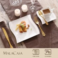 Flora 18-Piece Porcelain Dinnerware Set (Service For 6) -Vancasso Shop white vancasso dinnerware sets flora 18 4f 1000