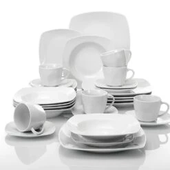 Julia 30-Piece Casual Ivory White Porcelain Dinnerware Set (Service For 6)