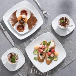 Julia 30-Piece Casual Ivory White Porcelain Dinnerware Set (Service For 6) -Vancasso Shop white vancasso dinnerware sets julia 30 c3 1000