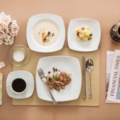 Julia 30-Piece Casual Ivory White Porcelain Dinnerware Set (Service For 6) -Vancasso Shop white vancasso dinnerware sets julia 30 fa 1000