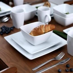 Soho 16-Piece Porcelain White Dinnerware Sets, Service For 4 -Vancasso Shop white vancasso dinnerware sets vc soho wt 44 1000