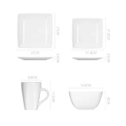 Soho 16-Piece Porcelain White Dinnerware Sets, Service For 4 -Vancasso Shop white vancasso dinnerware sets vc soho wt c3 1000