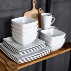 Soho 16-Piece Porcelain White Dinnerware Sets, Service For 4 -Vancasso Shop white vancasso dinnerware sets vc soho wt fa 1000