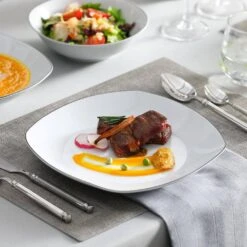 24-Piece Gray-White Porcelain Dinnerware Set Service For 6 Dining Set Black Rim Dishware Bowls And Plates Set 18 24-Piece Gray-White Porcelain Dinnerware Set Service For 6 Dining Set Black Rim Dishware Bowls And Plates Set -Vancasso Shop white with balck rim vancasso dinnerware sets elisa 24 bt 1f 1000