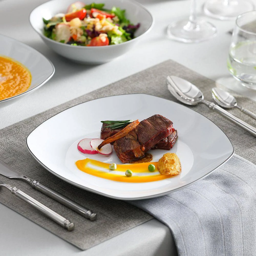 24-Piece Gray-White Porcelain Dinnerware Set Service For 6 Dining Set Black Rim Dishware Bowls And Plates Set 8 24-Piece Gray-White Porcelain Dinnerware Set Service For 6 Dining Set Black Rim Dishware Bowls And Plates Set - Image 6