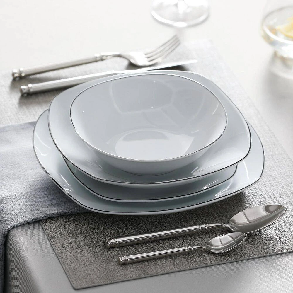 24-Piece Gray-White Porcelain Dinnerware Set Service For 6 Dining Set Black Rim Dishware Bowls And Plates Set 11 24-Piece Gray-White Porcelain Dinnerware Set Service For 6 Dining Set Black Rim Dishware Bowls And Plates Set - Image 9