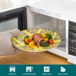 16-Piece White Porcelain Dinnerware Set Service For 4 Jasmine Patterns Bowls And Plates Set With Pasta Bowls -Vancasso Shop white with color pattern vancasso dinnerware sets vc jasmin 16t 1f 1000