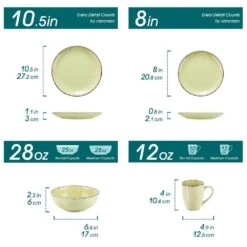 Navia 16-Piece Prato Kelly Stoneware Dinnerware Set (Service For 4) -Vancasso Shop yellow green vancasso dinnerware sets vc navia 11 sl 4f 1000